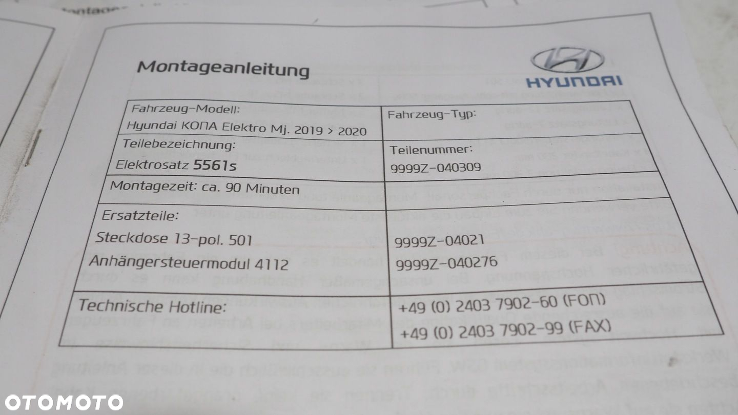 Hyundai Kona Electric instalacja moduł haka tył 9999Z-04021 9999Z-040314 - 8