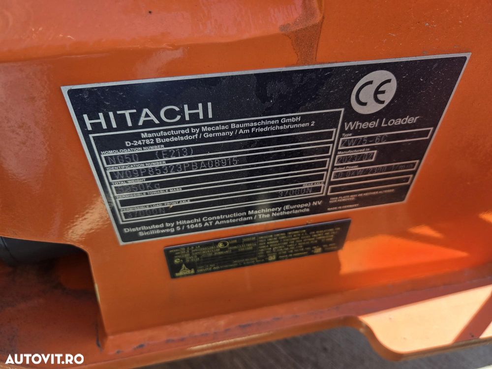 Hitachi ZW75-6, 2023, 151h, EX DEMO, 6 tone, ridica 2,4tone la 3,2m, Cupla rapida, CUPA 1mc, FURCI, articulat, transmisie 4x4, Deutz 75CP, 2 locuri, produs in Germania, posibilitate leasing 4 ani-PROMOTIE 51.900 EUR+Tva - 26