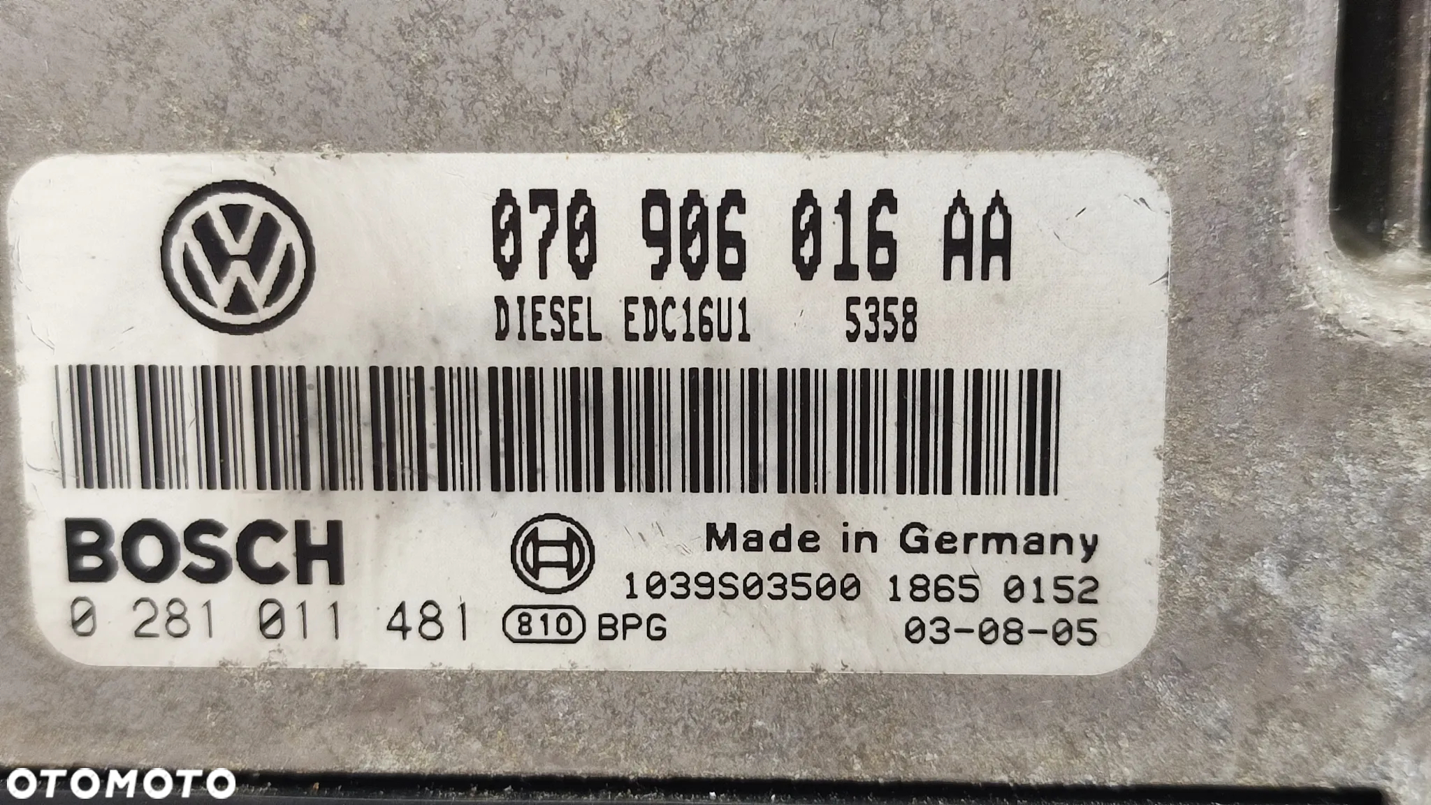 VW TOUAREG 7L 03-09R ZESTAW STARTOWY 5.0 TDI AYH ROZRUCHOWY DO ODPALENIA 070906016AA 3D0909137B 2 KLUCZYKI - 7