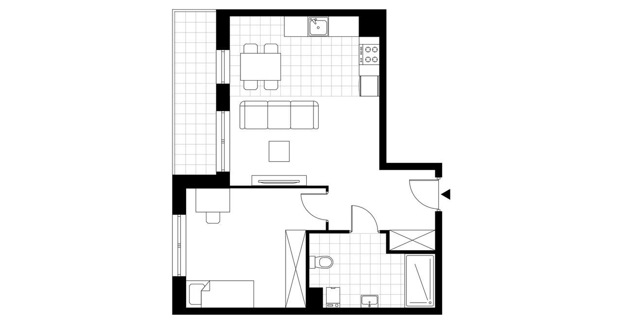 2-pokojowe mieszkanie 47m2 + loggia Bezpośrednio - Pełny obrazek: 3/23