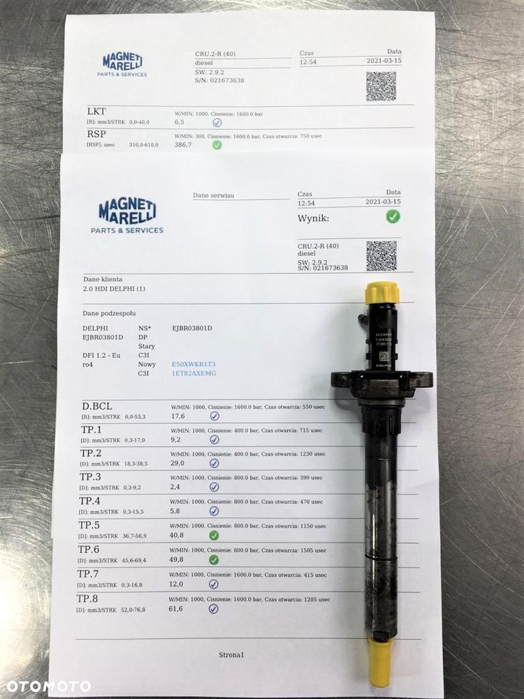 WTRYSKIWACZ TEST 2.0 TDCI EJBR03801D EJBR06001D 9688438580 WTRYSK SPRAWDZONE IMA CITROEN C4 C5 PEUGEOT 407 508 308 - 5