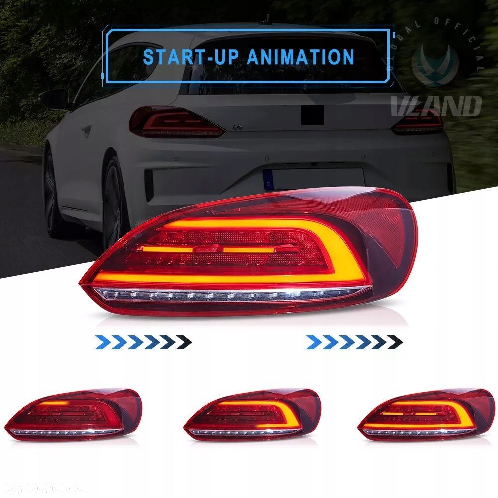 Lampy tyl ne kpl L+R Vland Full Led Tuning Red VW Scirocco 1k8 2008-2014 - 5