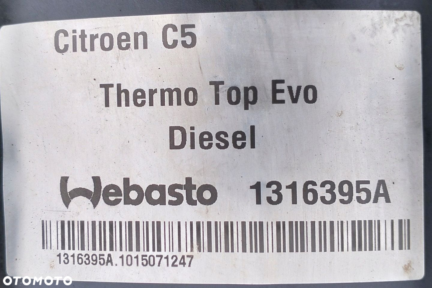 OGRZEWANIE POSTOJOWE WEBASTO THERMO TOP CITROEN C5 III X7 DIESEL 9021037B - 13
