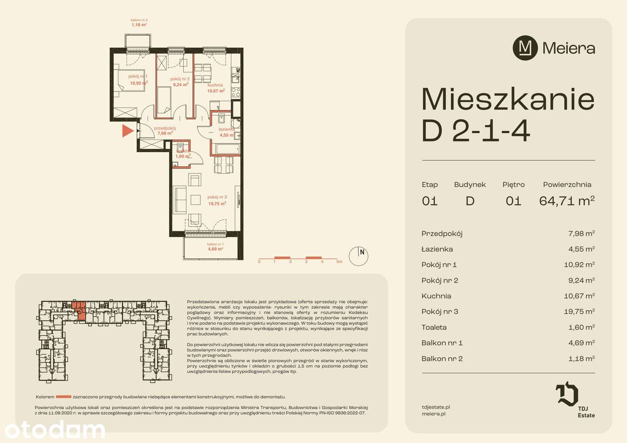 3-pokojowe mieszkanie 64m2 + 2 balkony - Pełny obrazek: 2/13