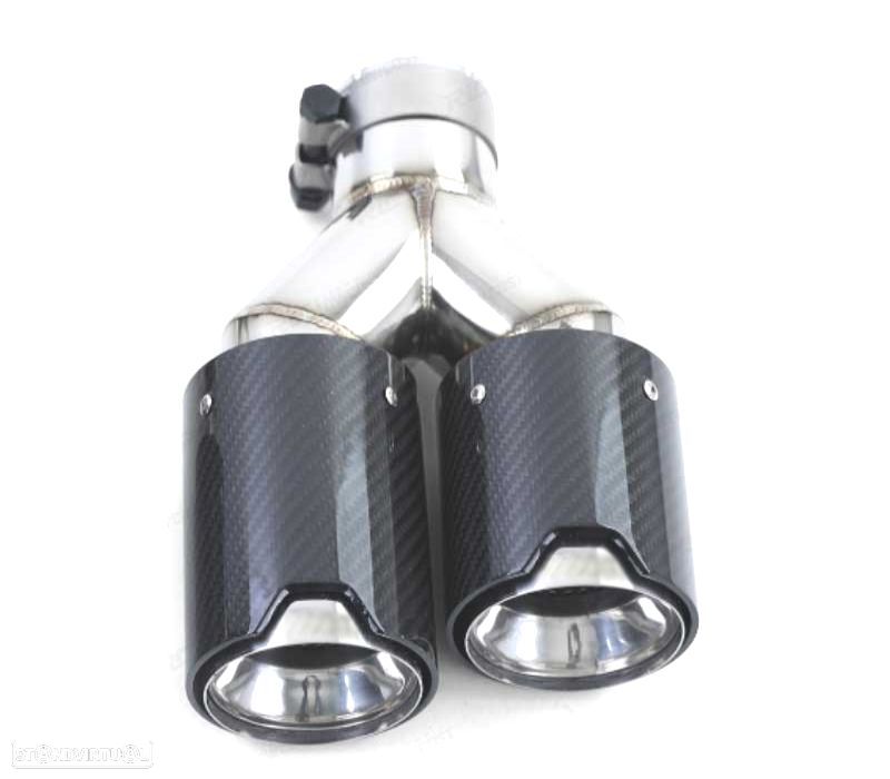 PONTEIRA DE ESCAPE DIREITA BMW LOOK M PERFORMANCE CROMADO CARBONO - 1