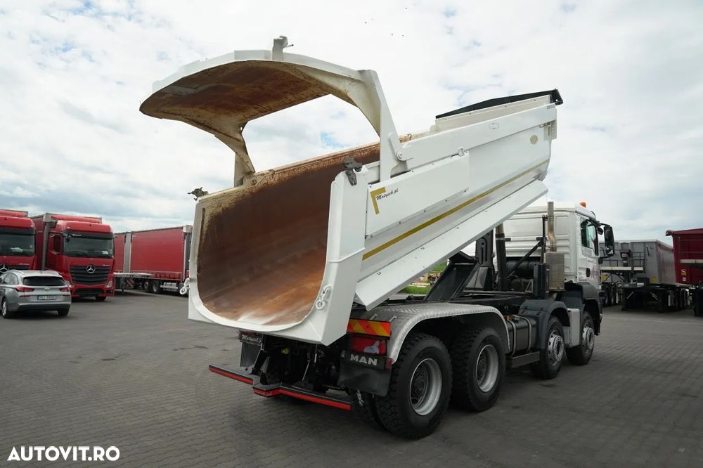 MAN TGS 35.460 / 8X4 / BASCULĂ SPATE / CLAPETĂ HIDRAULICĂ / MEILLER KIPPER / AUTOMAT / ANVELOPE 100% / PERDIERĂ ELECTRICĂ / EURO 6 - 5