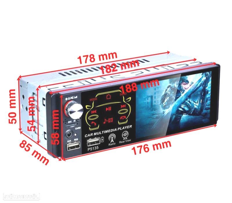 AUTORRÁDIO UNIVERSAL 1 DIN ECRA TACTIL DE 4.1" - 5