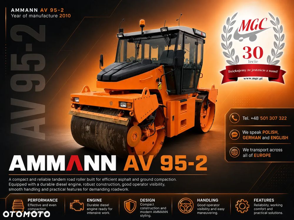 Ammann AV95-2 / WALEC DROGOWY / TANDEM / 4408MTH / BEZWYPADKOWY / IDEALNY / MOŻLIWOŚĆ TRANSPORTU / BOMAG / HAMM / DYNAPAC - 2