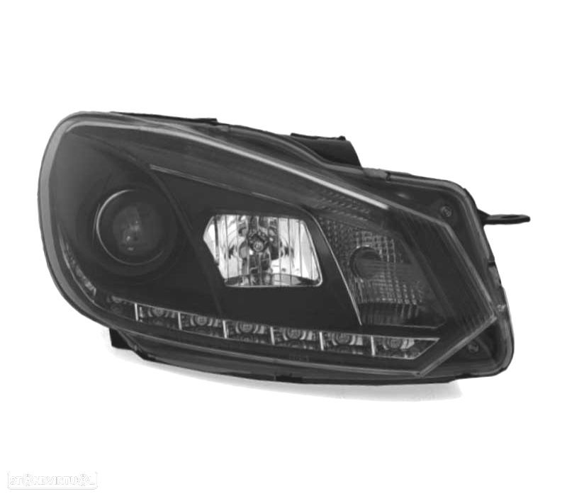 FARÓIS FRENTE DRL VOLKSWAGEN VW GOLF 6 08-12 FUNDO PRETO - 3