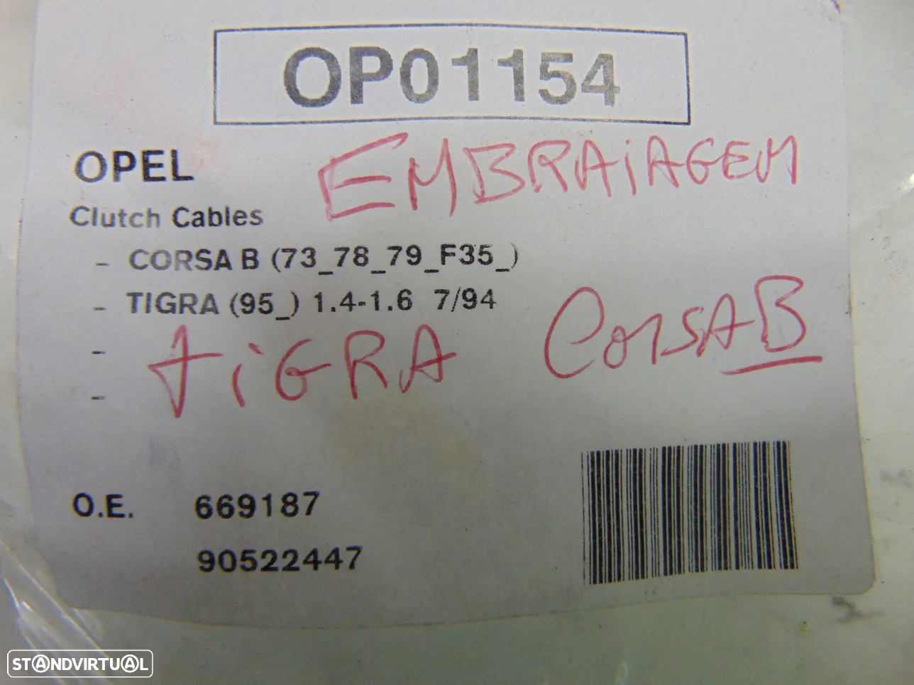 Opel Tigra/Corsa B cabo embraiagem - 2