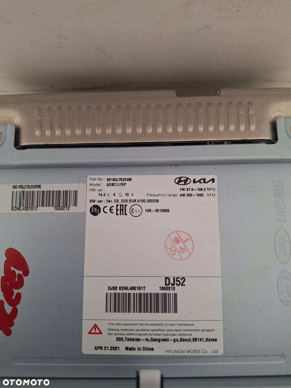 RADIO NAWIGACJA NAVI KIA XCEED X-CEED 19- OE 96160-J7520WK - 2