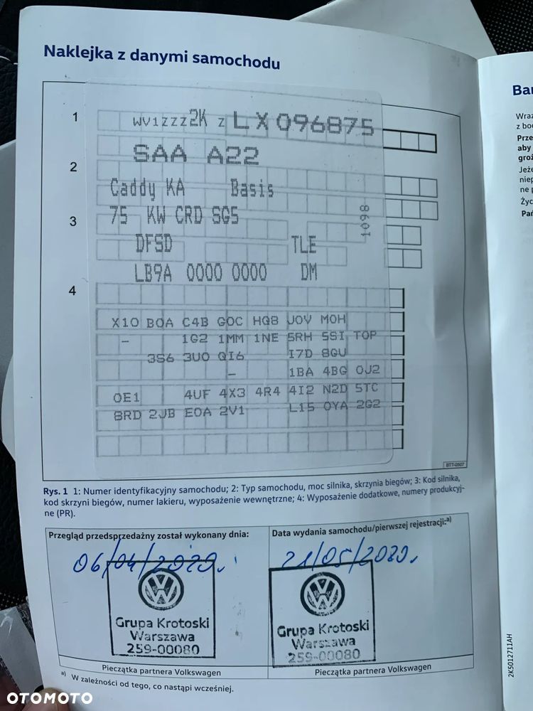 Volkswagen CADDY L1 DFSD MOCNY 2.0TDI 102KM Euro6 Homologacja Cięż. VAT-1 SALON POLSKA SERWISOWANY W ASO VW JEDEN WŁAŚCICIEL JAK NOWY - 27