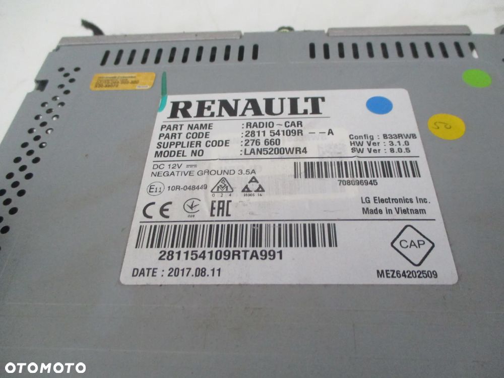RENAULT CAPTUR CLIO IV DACIA 281154109R RADIO NAVI - 3