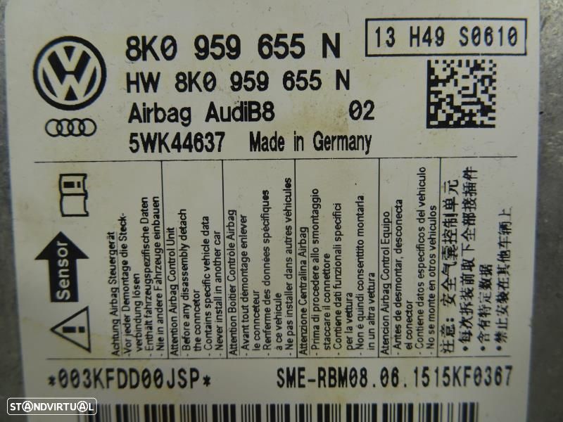 Centralina De Airbags Audi A4 (8K2, B8)  8K0 959 655 N / 5Wk44637 / 8K - 2