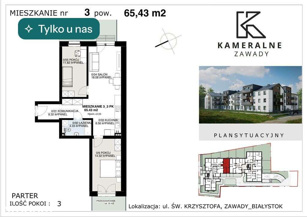 Kameralne Zawady - 65,43m2 + 2 ogródki