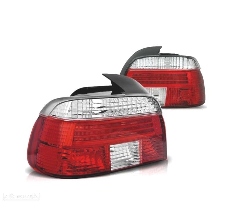 FAROLINS TRASEIROS LOOK CELIS BMW E39 00-03 VERMELHO BRANCO - 1