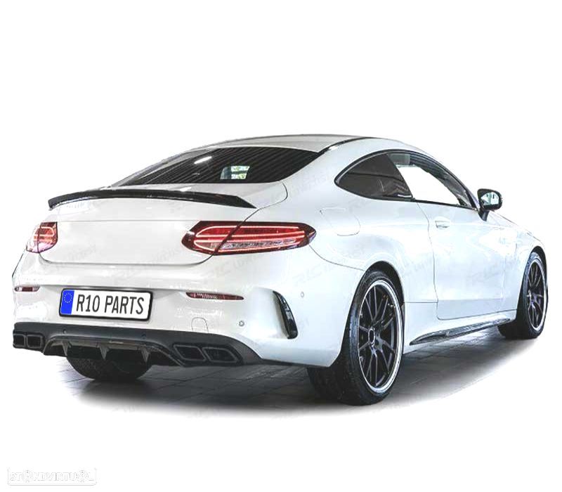 DIFUSOR MERCEDES CLASSE C C205 COUPÉ 15-18 LOOK AMG PDC PRETO + PONTEIRAS DE ESCAPE - 2