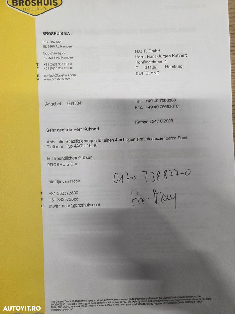 Broshuis 4AUO-4 axe, EXTENSIBILA, 2 axe viratoare, axe GIGANT, Masa propie 10,8t, Carte identitate RAR, inaltime podea 0,89m, lungime podea 9m, latime 2,55m, extensibila lateral la 3m-PROMOTIE 29.000 EUR+Tva - 7