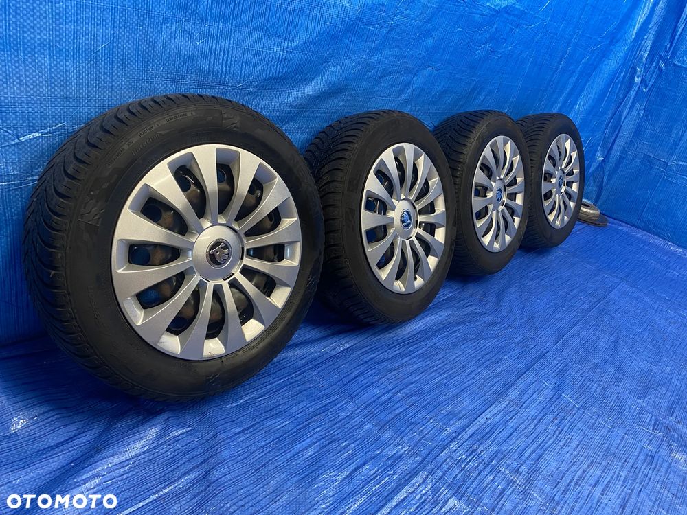 KOŁA 15 KOŁO FELGA STALOWE 6J x 15" 5X100; 57,1mm ET38 KOMPLET ; KOŁPAKI SKODA OE ; OPONY WIELOSEZONOWE NEXEN; SKODA RAPID FABIA OCTAVIA SKALA ; VW ; SEAT ; AUDI ITP. - 4