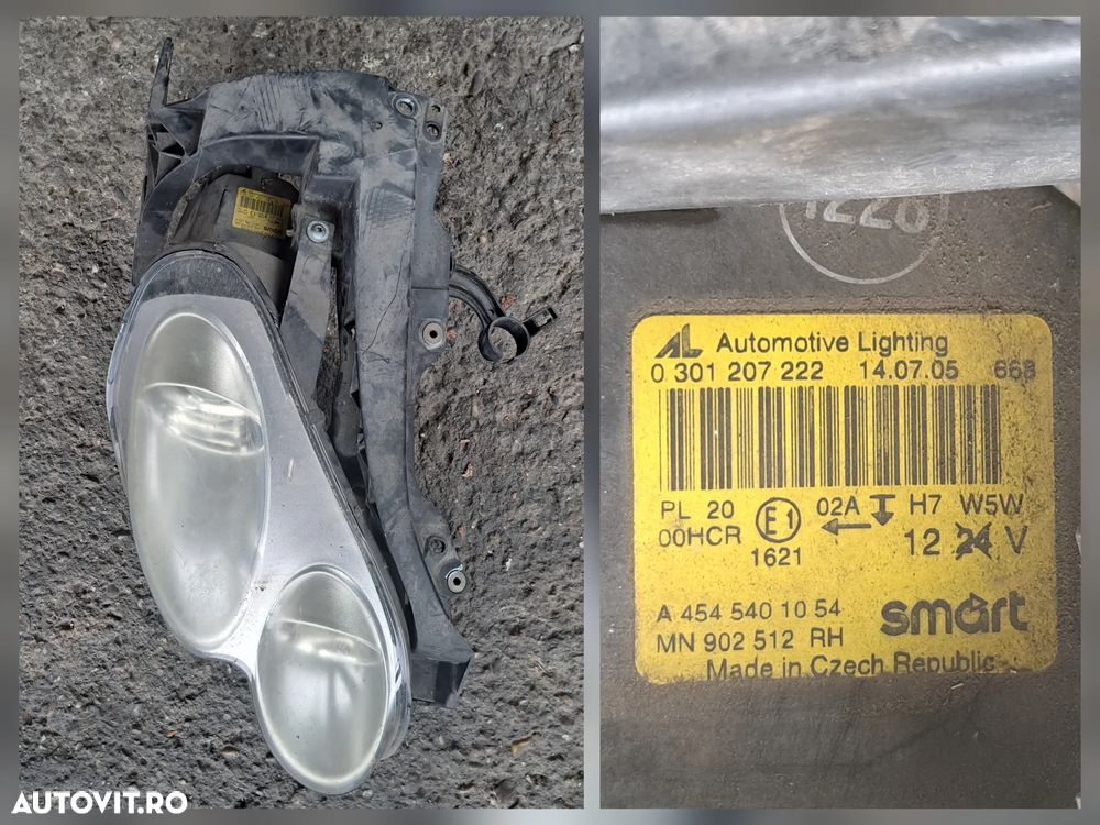 Far stanga dreapta halogen cu suport in stare foparte buna Original Smart Forfour W454 2004-2006 - 3