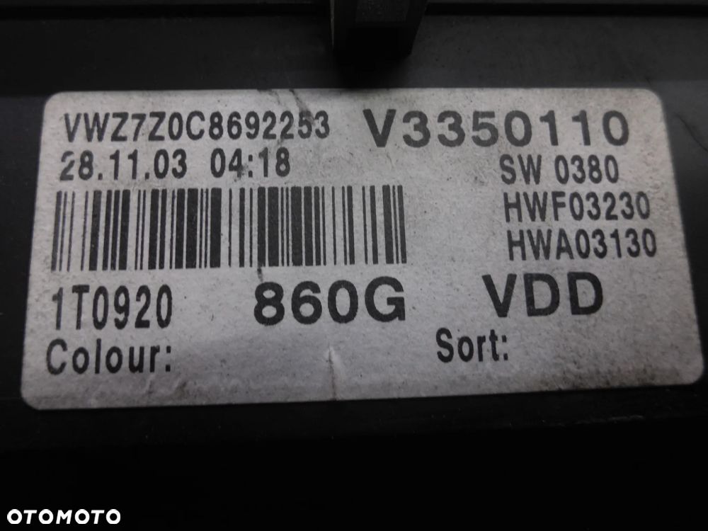 VW TOURAN 2.0 TDI LICZNIK ZEGARY 1T0920860G EUROPA - 3