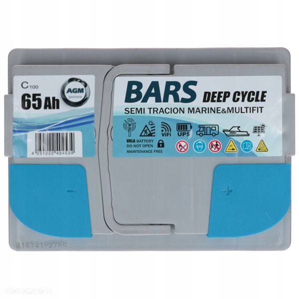 Akumulator Bars Marine AGM Deep Cycle 12V 65Ah - 3