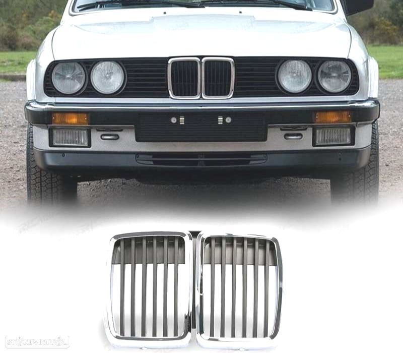 GRELHAS FRONTAIS BMW SERIE 3 E30 82-94 CROMADAS - 1