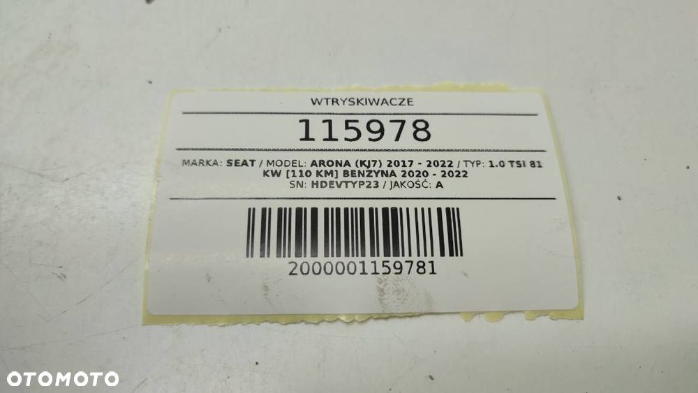 WTRYSKIWACZE WTRYSKIWACZ KOMPLET SEAT ARONA 1.0 TSI 0261500443 - 4