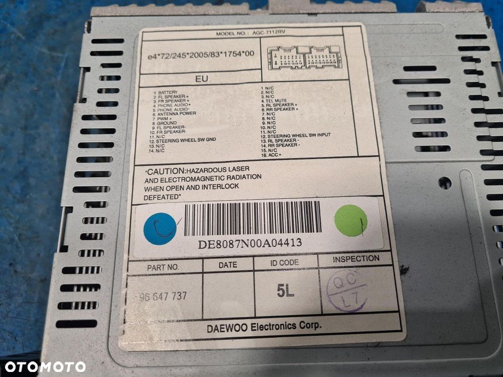 CHEVROLET AVEO T255 RADIO AGC-7112RV LMU - 7
