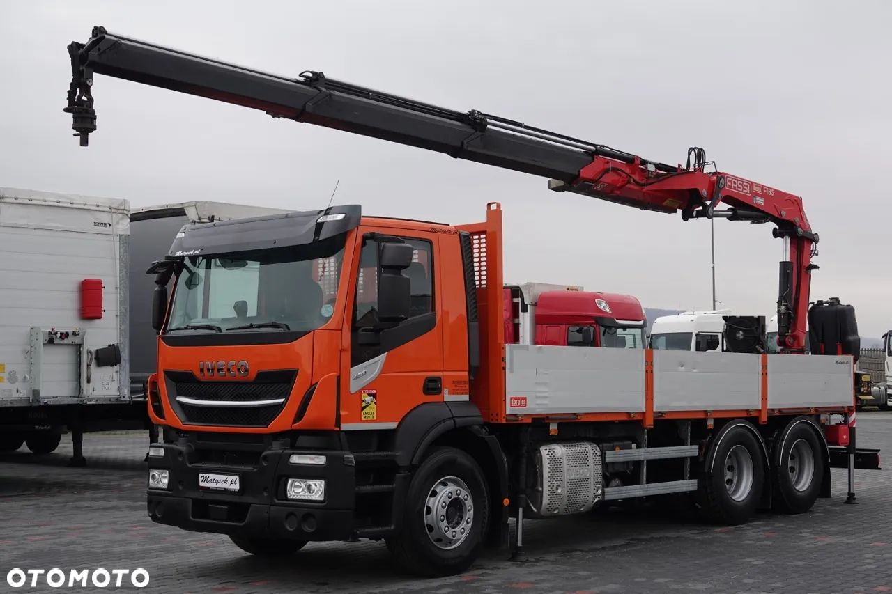 Iveco 420 / 6x2 / SKRZYNIOWY- 6,5 M / HDS FASSI 185 - 10,4 M / E6 / OŚ PODNOSZONA - 1