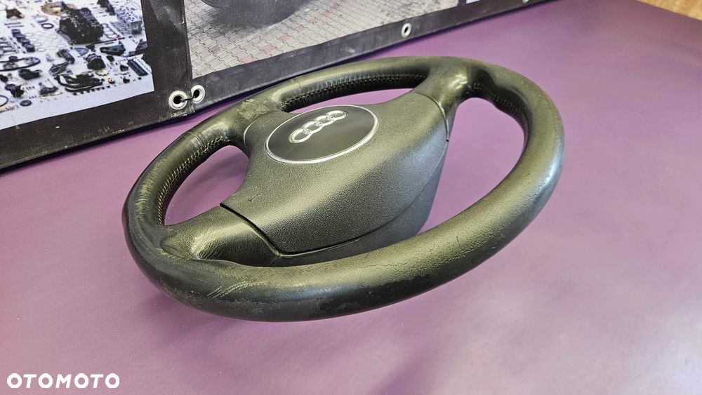 Kierownica Trzy 3 Ramienna Czarna Skóra Soul Air Bag Poduszka Kabel Wtyczka AUDI A4 B6 B7 - 9