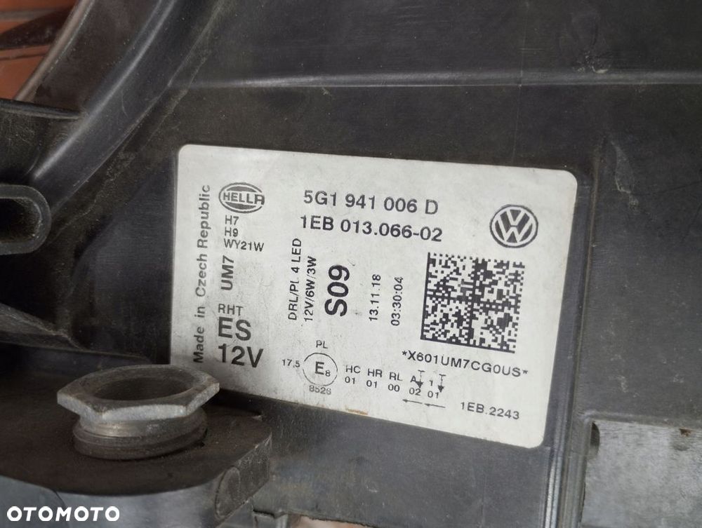 Lampa prawa ZWYKŁA VW Golf 7 VII 7.5 LIFT 2016-2020 5G1941006D - 8