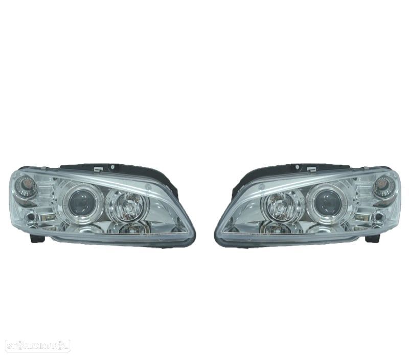 FARÓIS PEUGEOT 106 96-05 OLHOS DE ANJO FUNDO CROMADO - 1
