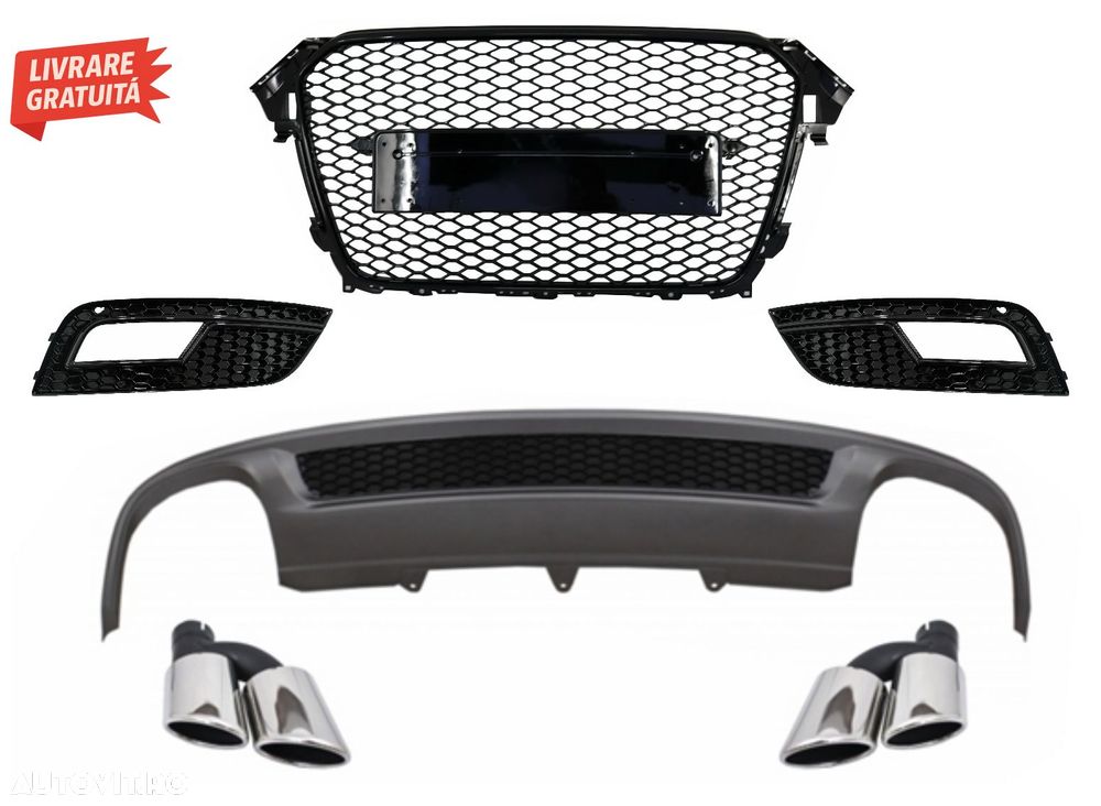 Difuzor Bara Spate si Ornamente toba AUDI A4 B8 Facelift Sedan/Avant (2012-2015) c- livrare gratuita - 1