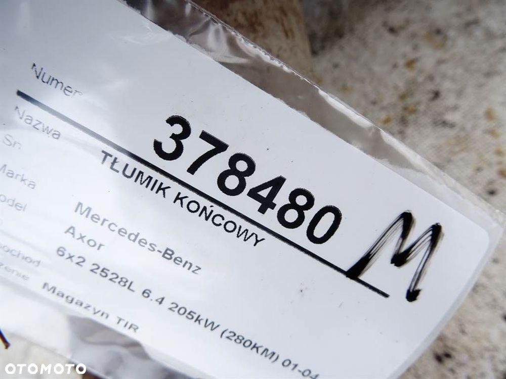 TŁUMIK KOŃCOWY  MERCEDES-BENZ AXOR 2001 - 2005 2528 205 kW [279 KM] 6x2 2002 - 2004 - 8
