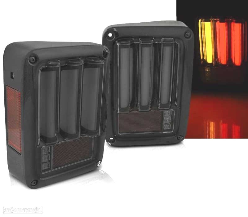 FAROLINS TRASEIROS PARA JEEP WRANGLER JK 07-18 LED BAR FUMADO PRETO - 1