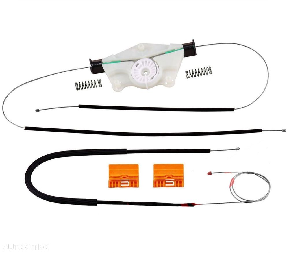 Kit reparatie macara geam fata VW Touareg (7L) 10.2002-12.2006 electrica fata stanga (cablu role si suport geam)