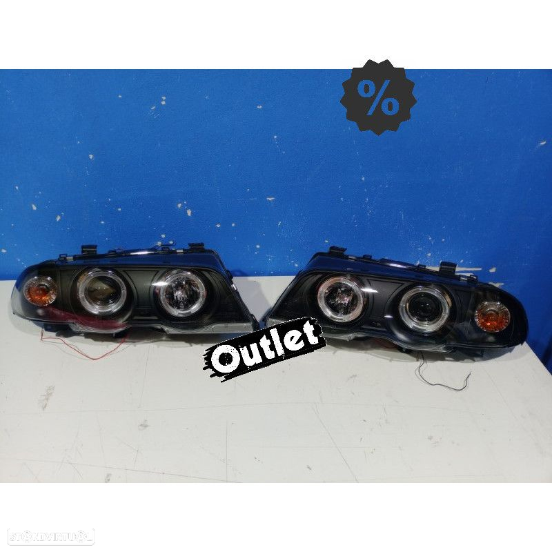 R145033C1 FARÓIS BMW SÉRIE 3 E46 4 PORTAS 98-01 ANGEL EYES CCFL FUNDO PRETO H1 H - 4