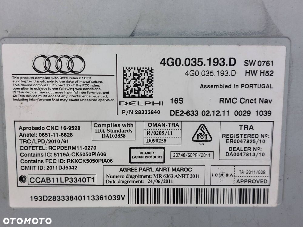 NAPĘD CZYTNIK NAWIGACJI AUDI A6 C7 4G0035193D4G0035193D - 3