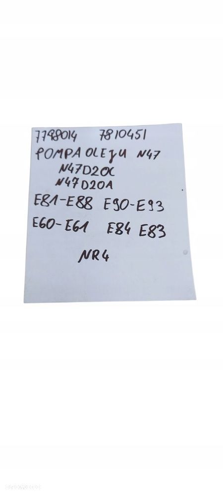 Bmw E87 E81 E90 E92 E93 E60 E84 E83 Lci Pompa Oleju N47 N47D20A 7798014 Nr4 - 10