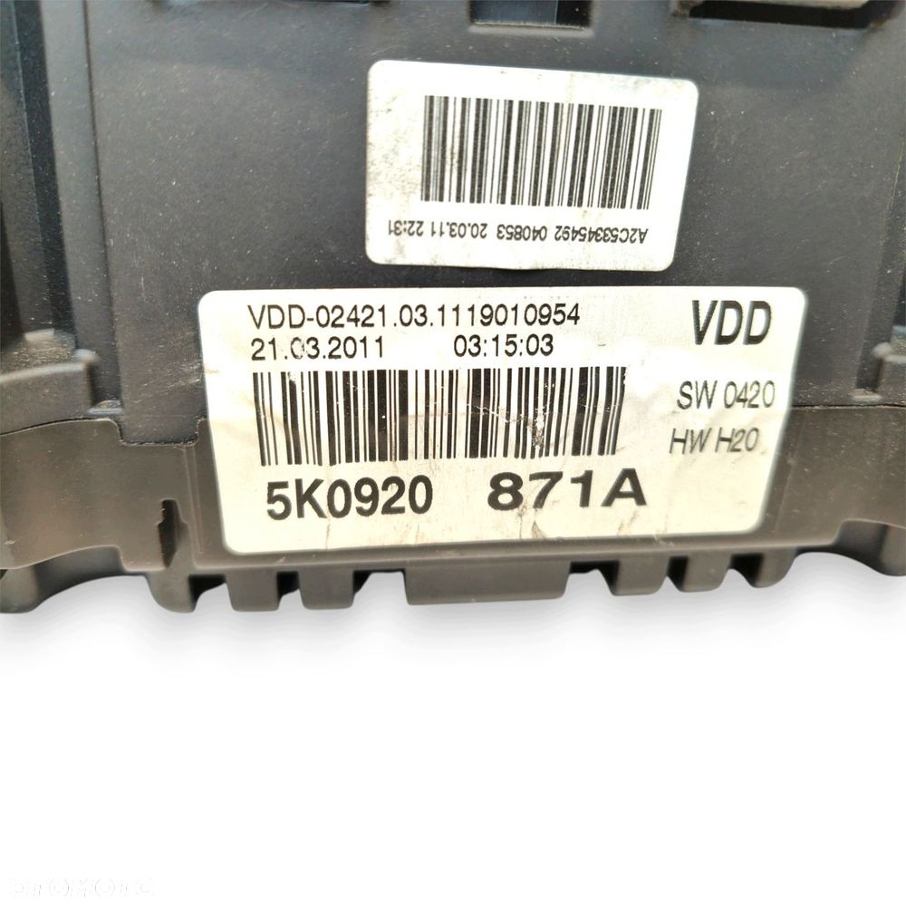 LICZNIK ZEGARY 5K0920871A VW Golf VI 1.6 2.0 TDI Diesel 173 515km europa - 2