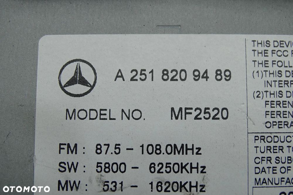 Mercedes R Klasa R251 Radio Nawigacja A2518209489 - 8