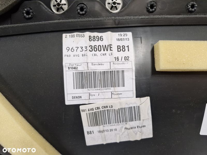 CITROEN DS5 BOCZEK DRZWI LEWY PRZÓD TAPICERKA LEWA PRZEDNIA - 7