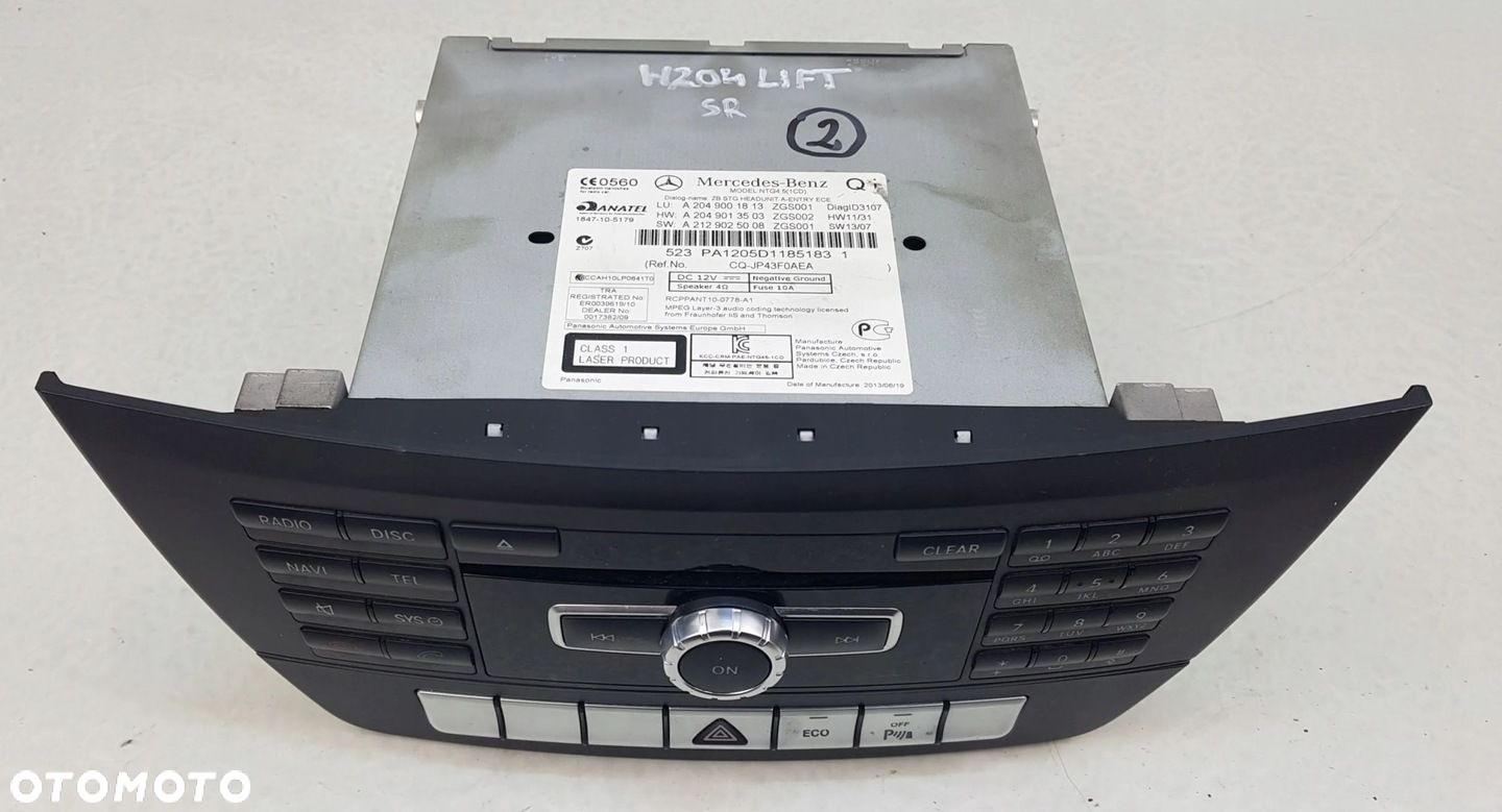 MERCEDES C W204 LIFT 11-14 RADIO CD NAWIGACJA COMAND NTG 4.5 A2049011813 - 2
