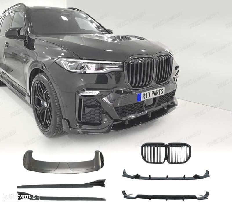 KIT CARROÇARIA BMW X7 G07 19-21 LOOK BLACK KNIGHT PRETO BRILHANTE - 1