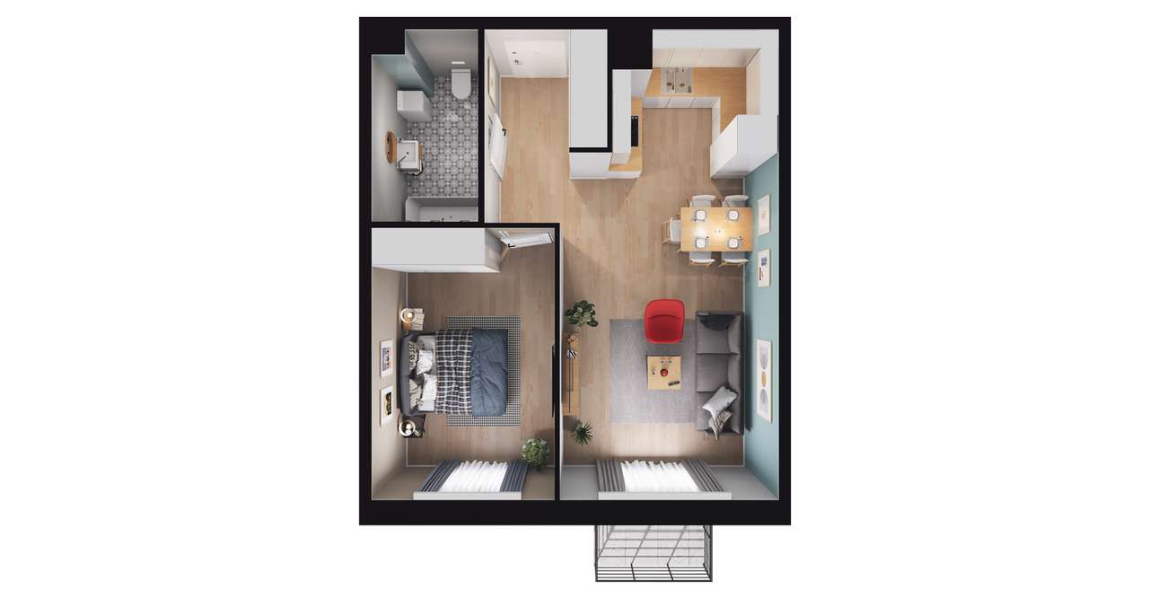 2-pokojowe mieszkanie 45m2 + balkon Bez Prowizji
