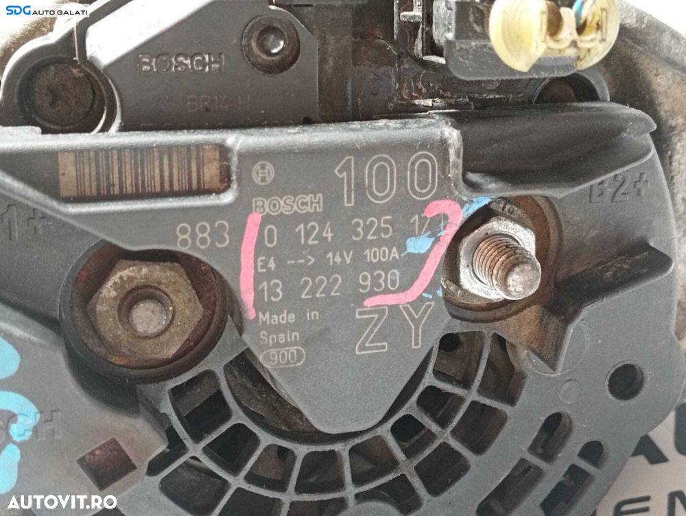 Alternator Opel Meriva A 1.4 2003 - 2010 Cod 0124325171 13222930 [M6993] - 4