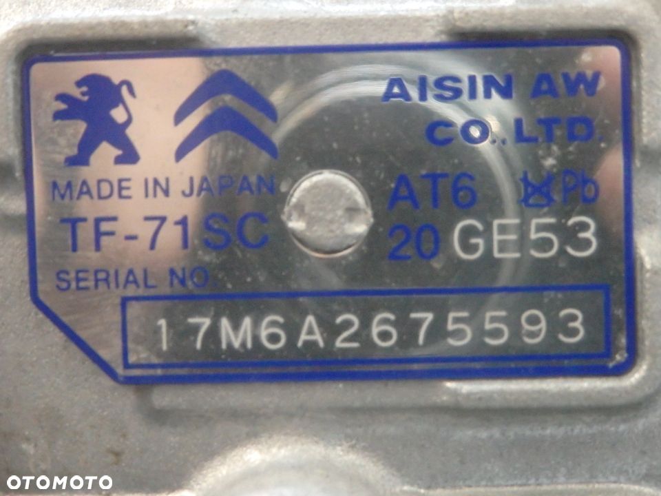 AUTOMATYCZNA SKRZYNIA BIEGÓW 1.6 THP PEUGEOT 20GE53 TF-71SC - 3