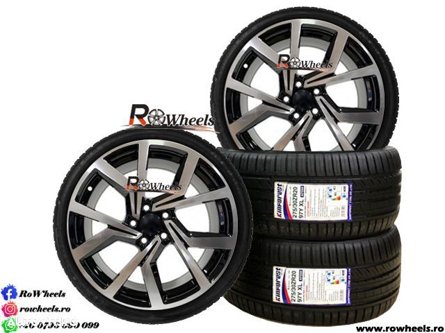 Jante AUDI SEAT SKODA VW 18 R18 Black 5X112 Cu ANVELOPE DE VARA Sau Iarna - 1