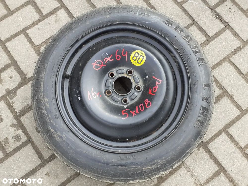 # DOJAZDÓWKA KOŁO DOJAZDOWE ZAPAS ZAPASÓWKA FORD 5X108 - 1